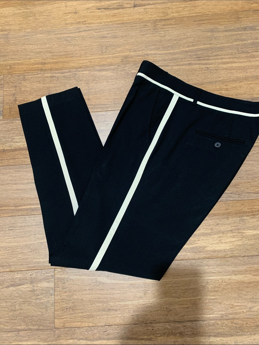 Vince Black Trousers with Cream Side Stripe